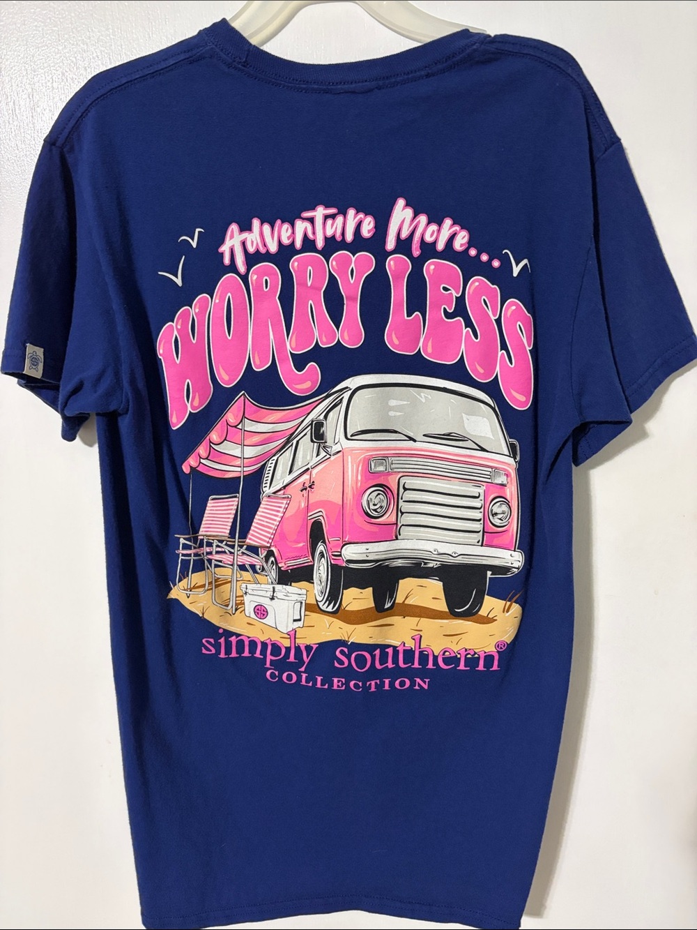 Simply Southern Navy Tee with Pink Camper Graphic
